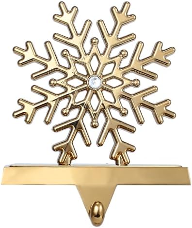 Set of 4 Antique Gold Christmas Stocking Holders for Mantel, Christmas Stocking Hanger Set-Snowflake Snowman Reindeer Tree Stocking Holder for Mantle- Metal Fireplace Hooks for Xmas Decor - Image 5