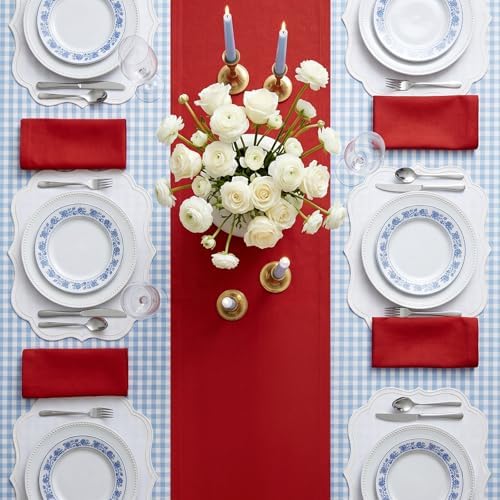 Solino Home 100% Pure Linen Table Runner Red Long, Fete 14 x 108 in - Image 3