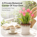 8.3 Inch Ceramic Planters with Drainage Hole and Saucer,Indoor Outdoor Large Flower Pots, Garden Pot for Plant Lovers (Drip White) - Image 2