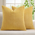 Mecatny Corduroy Fall Throw Pillow Covers 24x24 Set of 2 Mustard Yellow by Mecatny