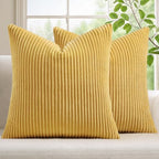 Mecatny Corduroy Fall Throw Pillow Covers 24x24 Set of 2 Mustard Yellow by Mecatny