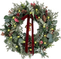 WANNA-CUL 24In Christmas Wreath for Front Door with 3M 30 LED Timer Lights by WANNA-CUL