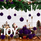 XmasExp 36PCS Velvet Christmas Ornaments Set Mixed Flocked Balls Ornaments Shatterproof Christmas Tree Decorations for Holiday,Party,Home（Purple） - Image 6