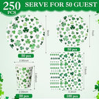 Pickmesh 250 Pcs St. Patrick's Day Party Supplies Kit for 50 – Shamrock Disposable Paper Plates, Napkins and Cups for St. Paddy's Day Party, Irish Celebration, Birthday Decorations - Image 2