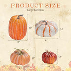 4 PCS Assorted Sizes Rustic Fall Artificial Pumpkins, Realistic Faux Pumpkins with Vintage Orange White Red Finishes, for Fall Halloween Thanksgiving Holiday Home Mantel Tabletop Decorations - Image 2