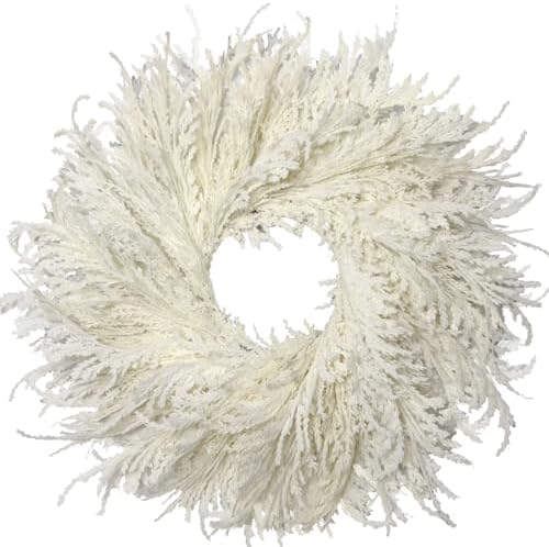 HipTree 28 Inch Spring Boho White Flocked Cypress Wreath Outdoor by HipTree