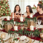 4 Pcs Mini Christmas Cedar with Berries Wreaths 12" Drop Wreath - Image 6