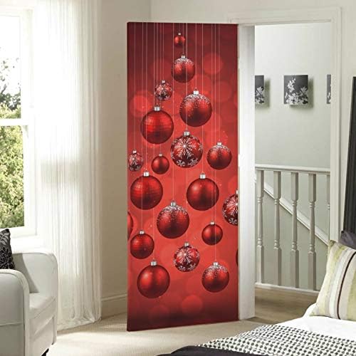 Qilmy Door Cover Decoration, Party Accessory Porch Decor for Festive Ornament Indoor Outdoor Covering 32 x 79 Inch, Red Christmas Balls - Image 7