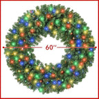 Casafield 60" Pre-Lit Fir Artificial Christmas Wreath Holiday Décor, 300 LED White & Multicolor Lights, 810 PVC Tips for Front Door, Window, or Mantel - Image 5