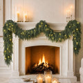 9FT Christmas Cedar Garland with Lights Prelit Pine Garland Christmas Decor by NTNIETING