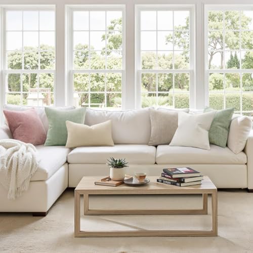 MIULEE Decorative Neutral Cream Euro Sham Pillow Covers 24x24 Inch 2 Pack - Image 2