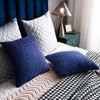 DEZENE 24x24 Blue Throw Pillow Covers: Pack of 2 Vertical Ripple Striped Velvet Square Decorative Pillow Cases for Farmhouse Couch Sofa Bed Living Room Home Decor - Image 7