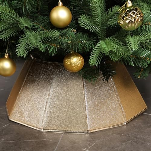 Blissun Fabric Christmas Collar, Glittering Tree Ring, Willow Skirt for Tree Decorations (Glitter Gold) by Blissun