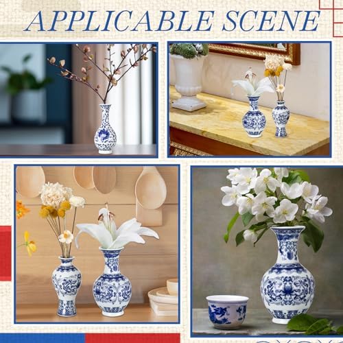 Maxcheck 12 Pcs Small Blue and White Vase, Mini Chinoiserie Vases, Classic - Image 6