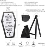 Nomnu Coffin Letter Board, White Goth Decor w/Bat Stickers, Spooky Emojis - Image 3