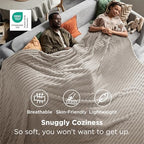 Bedsure Extra Soft Large Fleece Blanket for Bed Beige 120"x120" - Image 2