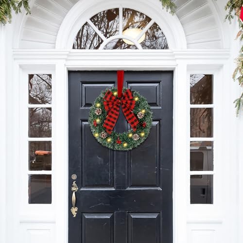 Zcaukya Pre-lit Christmas Wreaths, 14 Inch, 2 Packs - Image 4