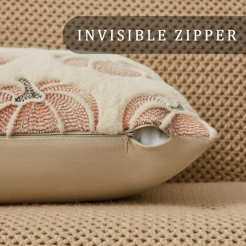 DFXSZ Fall Pillow Covers 26x26 Beige Pumpkin Plush Autumn Home Decor 093A26 - Image 2