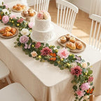 2PCS 13Ft Artificial Eucalyptus Garland with Flowers Lights for Wedding - Image 2