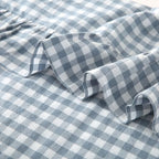 Silnuo Light Blue Plaid Gingham Ruffle Pillow Shams King Size Set of 2 - Image 6
