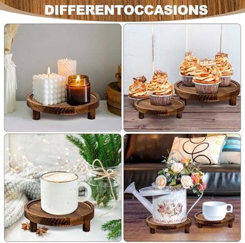 8PCS Wooden Risers for Display Wood Cake Stand for Party Round Food Risers for Buffet Wooden Holder Rustic Riser for Decor Tiered Tray Decor Home Kitchen (Rustic, 8 PCS (10", 8”, 6”, 5”)) - Image 7