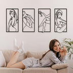 Bakovity Black Metal Bathroom Wall Art, Minimalist Woman Line Wall Decor, Metal Wall Decor for Bathroom Bedroom Living Room (4 Pcs,17 x 9 in) - Image 7