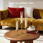 Glasseam Hurricane Gold Candlestick Holders: 6Pcs Taper with Glass Cylinder - Image 2