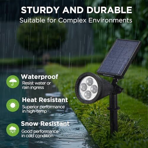 InnoGear 6 Solar Lights Outdoor Spotlight Garden Yard Landscape Flag, White - Image 5