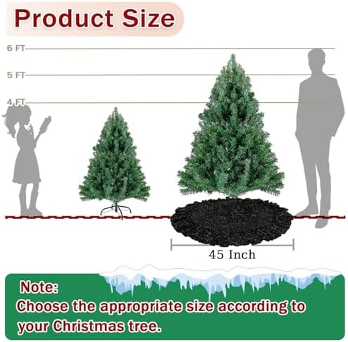 Black Tree Skirt Halloween 45in Sequin Ruffle Christmas Tree Skirt - Image 4