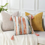 NUYECY Boho Throw Pillow Covers 18x18 Aesthetic Neutral Boucle Couch Pillow Cover Rainbow Striped Decorative Accent Pillow Case for Couch Bed Sofa Farmhouse Bedroom,Modern Funky,Set of 2 Red - Image 5