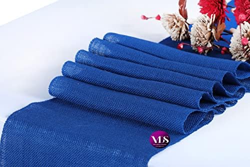 VDS Pack of 20, Burlap Table Runner 100% Natural Jute Rustic Hessian Table Cloth Centrepiece for Wedding Bridal Shower Birthday Event Party Banquet Table Decoration (Size 12X108 Inch)(Royal Blue) - Image 3