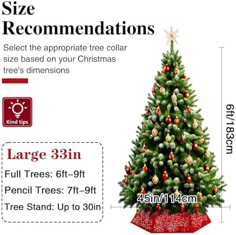 XmasExp Christmas Tree Collar, 33.5 inch Sequin Tree Skirt Stand Base Cover for Home Decor, Large Size 6 Piece, Green - Image 4