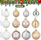 Lunmon 72 Pcs Christmas Ball Ornaments Bulk Champagne Gold Silver White - Image 3