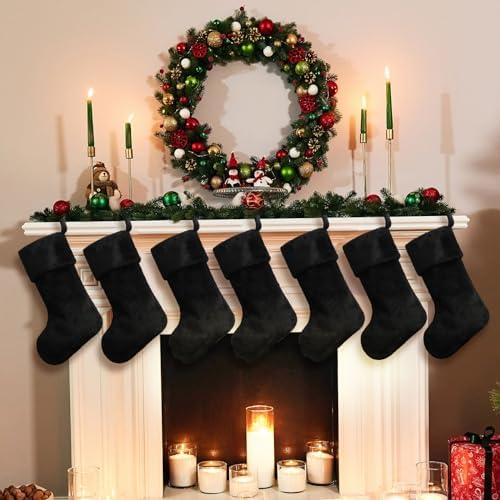 12 Pcs Christmas Stocking 18" Plush,Black - Image 4