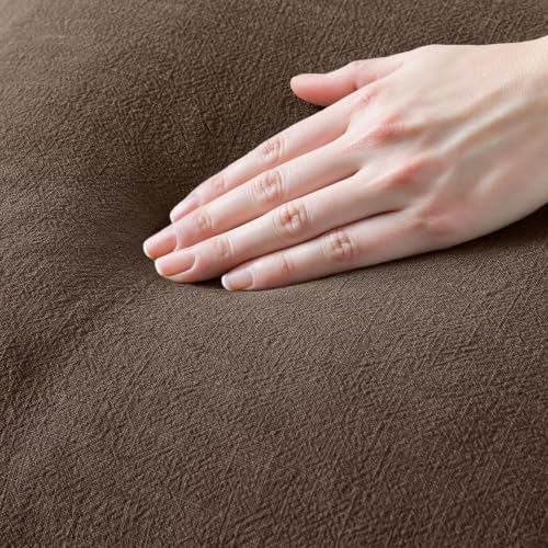 MIULEE Linen Fringe Decorative Fall Euro Pillow Covers Reddish Brown 24x24 - Image 2