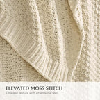 EVERGRACEHOME Chunky Chenille Knit Throw Blanket, 60 x 80, Beige - Image 3