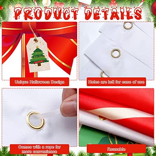 Oudain Christmas Garage Door Cover Red Bow Gift Box Design Backdrop - Image 3