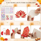 Yookeer 24 Pcs Diwali Decoration Craft Set Wooden Light Holder Lotus Decor Artificial Marigold Flowers Garland for Deepavali Wall DIY Craft Temple Puja Indian Pooja Diwali Wedding Supplies - Image 4