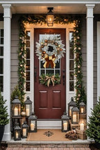 24" Christmas Wreath for Front Door Artificial Unlit Winter Wreath with Pine Cones, Berry Clusters, Bronze Ball Ornaments and Ribbon for Thanksgiving Holiday Christmas Decoration - Image 4