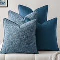 a moment Blue 4 Pack Throw Pillow Covers - Chenille & Velvet Set with Piping, Farmhouse Textured Design Pillow Cases for Couch Sofa Bed Livingroom (22x22 Inch, No Insert) by amoment