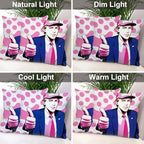 Batmerry American President Man Throw Pillow Covers, Smile Thumbs-Up Pink Spot Background Decorative Pillow Covers Digital Printing Blended for Couch Sofa Bed Invisible Zipper 24X24 in(Set of 2) - Image 7
