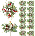 12 PCS Christmas Pine Taper Candle Rings Wreaths 1.38" Mini Norfolk Cedar Taper Candle Holder Wreaths Candle Rings with Berry for Xmas Winter Holiday Church Home Table Centerpiece Candlesticks Decor by Unknown