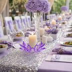Large Crystal Lotus Tealight Candle Holder for Up to 6" Diameter Pillar Candle Plate Candlestick,Chunky Glass Votive Stand for Wedding, Party, Table Centerpiece Decor and Yoga Meditation (2, Purple) - Image 4