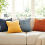 Topfinel Decorative Velvet Pillow Covers 18x18 New Blue and Orange Boho Farmhouse Couch Throw Pillows for Bed Pack of 4 Accent Modern Pillowcase Sofa Livingroom Home Decor - Image 2