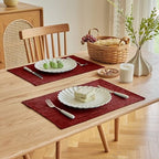 Softalker Faux Linen Cloth Placemats Set of 8-12 x 18 Inch, Red - Image 2