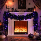 Pre-Lit Halloween Garland 9FT Decorations Black Real Touch Cedar Cypress Pine Plant Artificial Halloween Garland with Lights for Mantle, Fireplace, Table, Stairs, Door, Indoor Outdoor Decorations by WelcometoAttgreatWeHaveAlwaysFirmlyBelievedEndlessBloomsEndlessCreativity