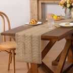 Niviy Burlap Boho Table Runner for Spring Home Decor 132 Inches Long, Modern Farmhouse Decor Rustic Macrame Woven Coffee Table Runners for Summer Dining Table Decoration, Burlap Brown - Image 5