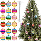 Soulchen Vintage Christmas Tree Ornaments Set, 2.4'' Retro Striped Ball by Soulchen