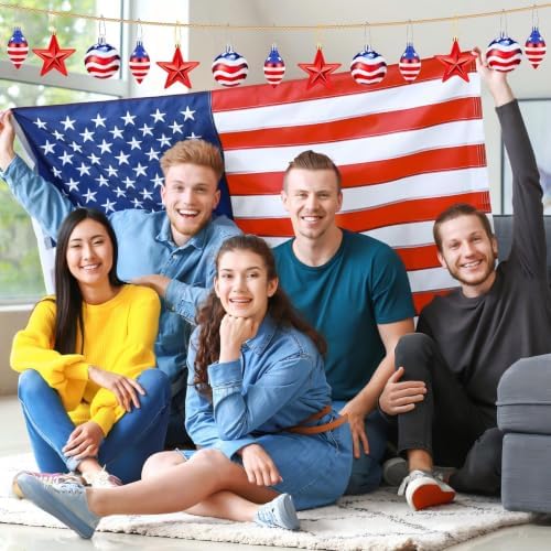 60 Pcs 4th of July Hanging Decoration Patriotic Hanging Ornaments Ball for Tree Red White Blue Stars Ball Ornaments America Flag Tree Decor Pendant for 250th Anniversary Independence Veteran Day Party - Image 6