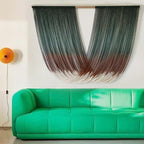 Macrame Wall Hanging Dip-Dye Green Boho Wall Decor Chic Fiber Yarn Wall Art Craftsmanship Bedroom Livingroom Nursery Apartment Home Decor 57" W x 35" L - Image 4